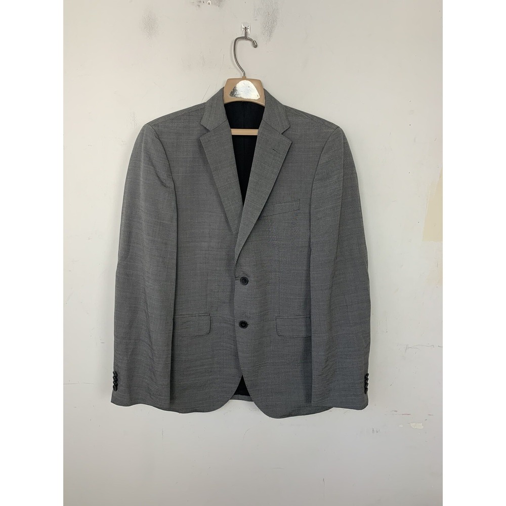 BOSS Hugo Boss Men Gray Virgin Wool Silk Two Button Blazer Sport Coat 38R